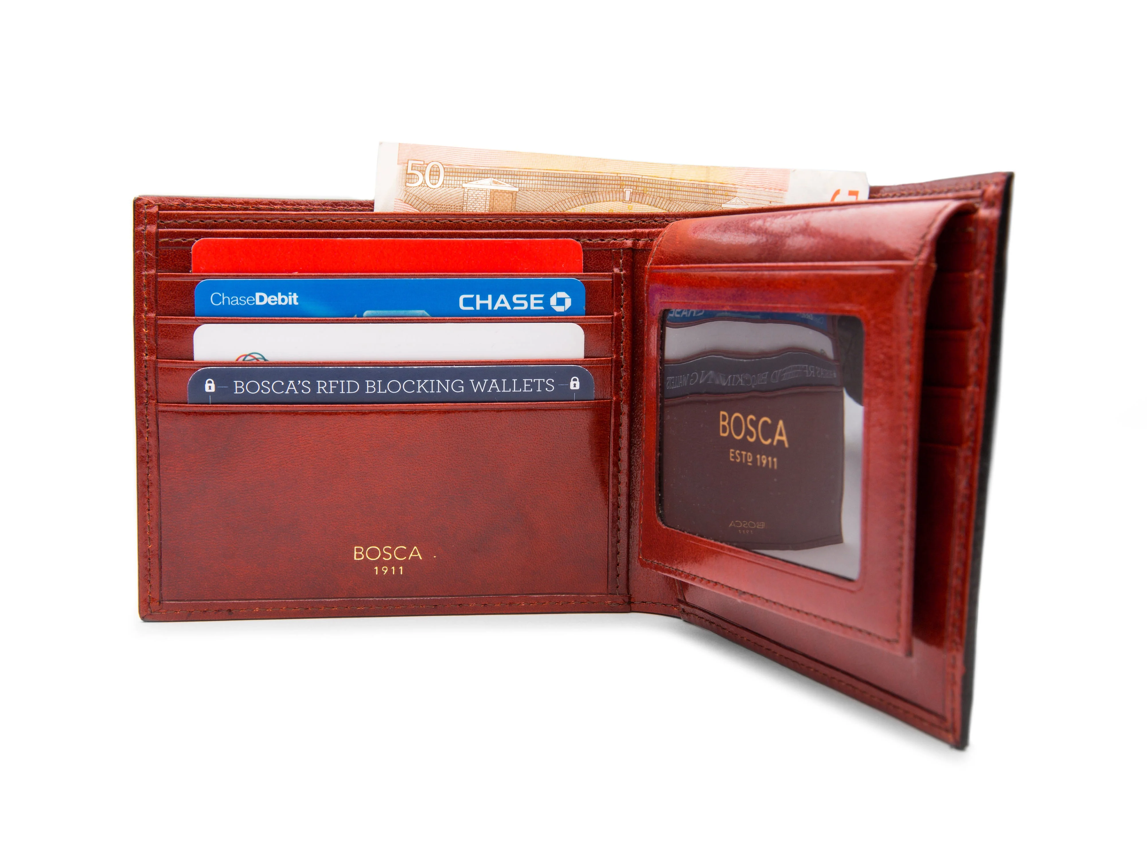 Old Leather Euro Credit Wallet w/ ID Passcase - Image 11