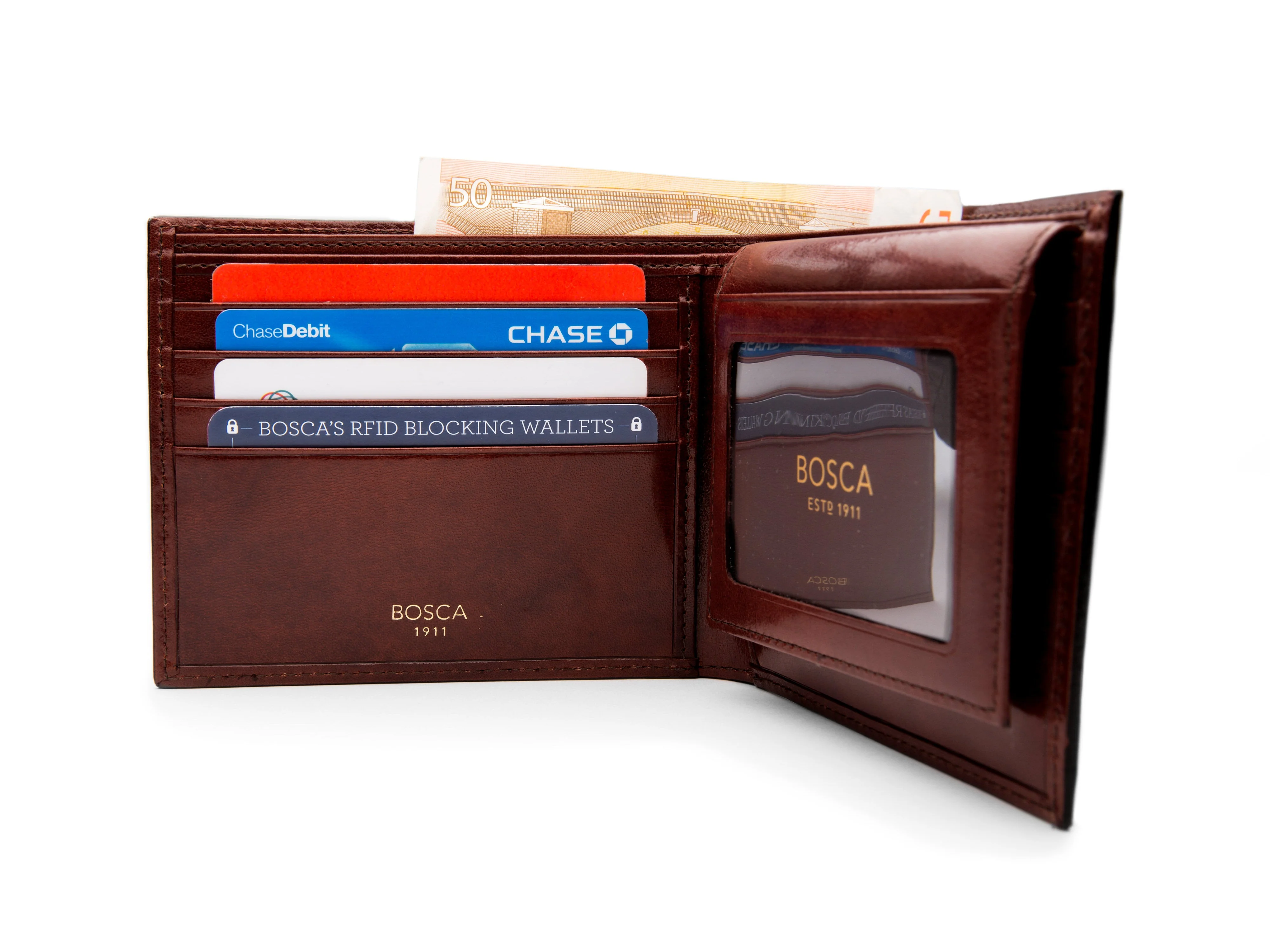 Old Leather Euro Credit Wallet w/ ID Passcase - Image 17