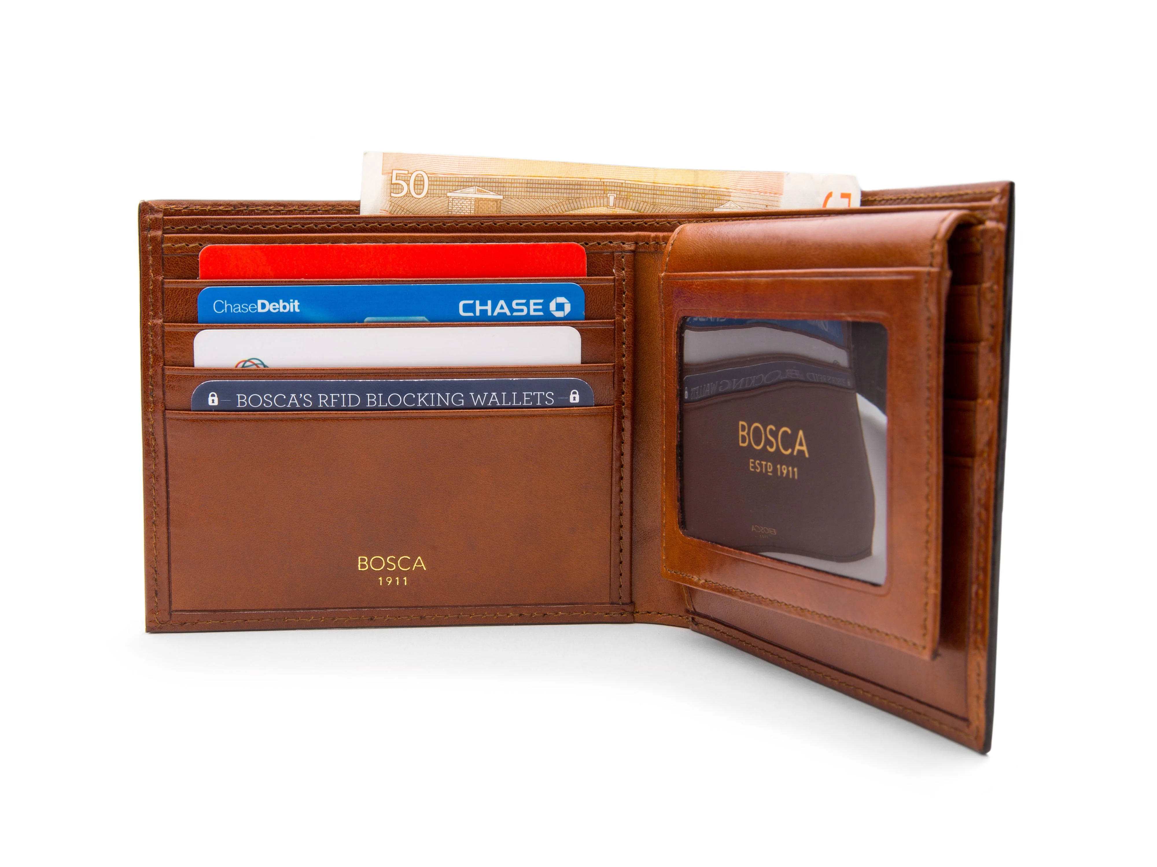 Old Leather Euro Credit Wallet w/ ID Passcase - Image 5